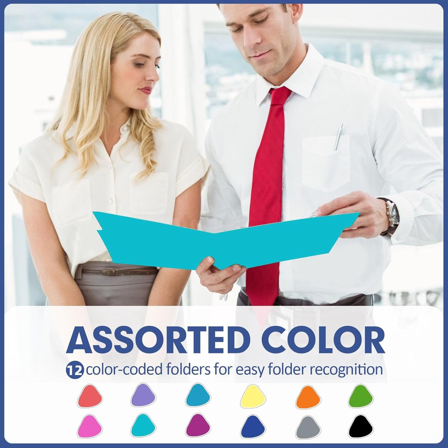 File Folder, PANDRI 170 Pack Colored File Folder, 1/3 Cut Tab, Letter Size, Assorted 12 Colors Filing Folder for Office School Business