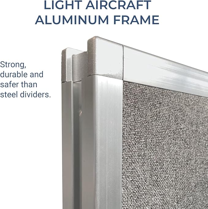 Versare Hush Screen Portable Room Divider | Workstation Wall Divider | Freestanding Privacy Hush Panels | Clear Fluted Windows | Fabric Office Divider Screen | Great for Room Separation