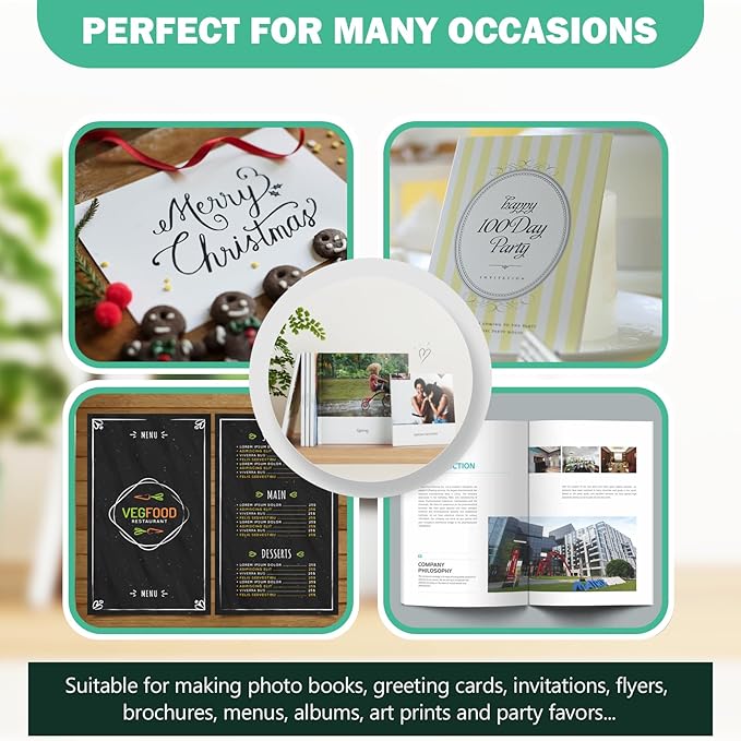 Double Sided Glossy Photo Paper 11x17, Thick Glossy Paper for Cardstock, 100 Sheets 61lb for Inkjet Printer