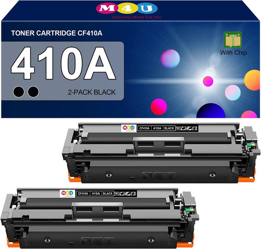 410A Black Toner Cartridges Compatible with HP 410A CF410A Toner Cartridge for M477fnw M477fdw M477fdn M452dn M452nw M452dw Printer(2 Pack, Black)
