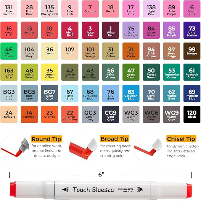 Y YOMA 60 Color Alcohol Markers Dual Tip Art Drawing Coloring Marker Permanent Sketch School Supplies Aesthetic Gift for Kids Adults Comic Anime Manga Illustration