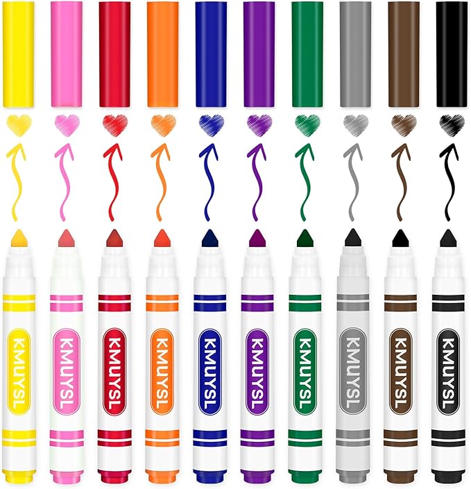 KMUYSL 160 Count Washable Markers Bulk, 10 Assorted Colors - Broad Line Conical Tip Coloring Markers for Kids, School Art Supplies & Back to School Supplies, Teacher Classroom Must Haves
