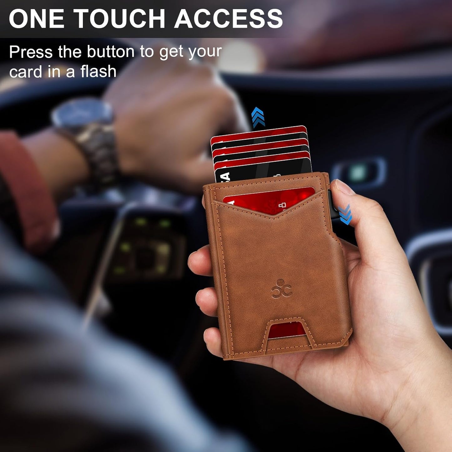 Wallet for Men Wallet with Slim Pop Up Card Holder 9-13 Cards, Bifold Minimalist Smart Wallet RFID Blocking Credit Card Holder with ID Window & Stretchable Cash Slot Compact Metal Aluminum Card Case