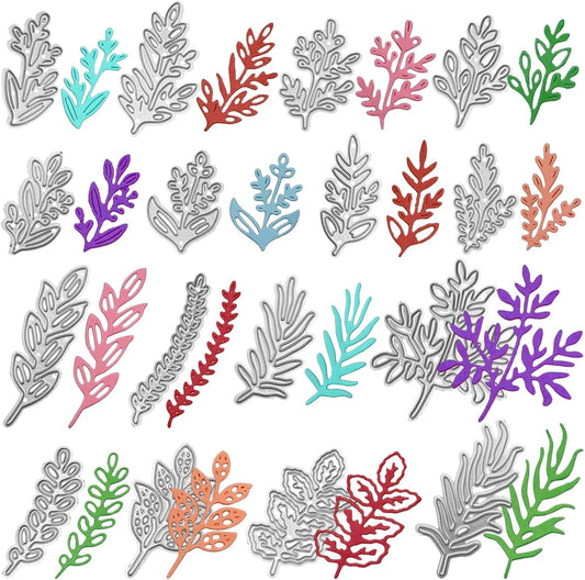 DaKuan 16 pcs Leaf Metal Die Cuts & Embossing Stencils for Card Making - Carbon Steel Craft Dies - DIY Greeting Cards, Scrapbooking, Gifts (4-6cm)