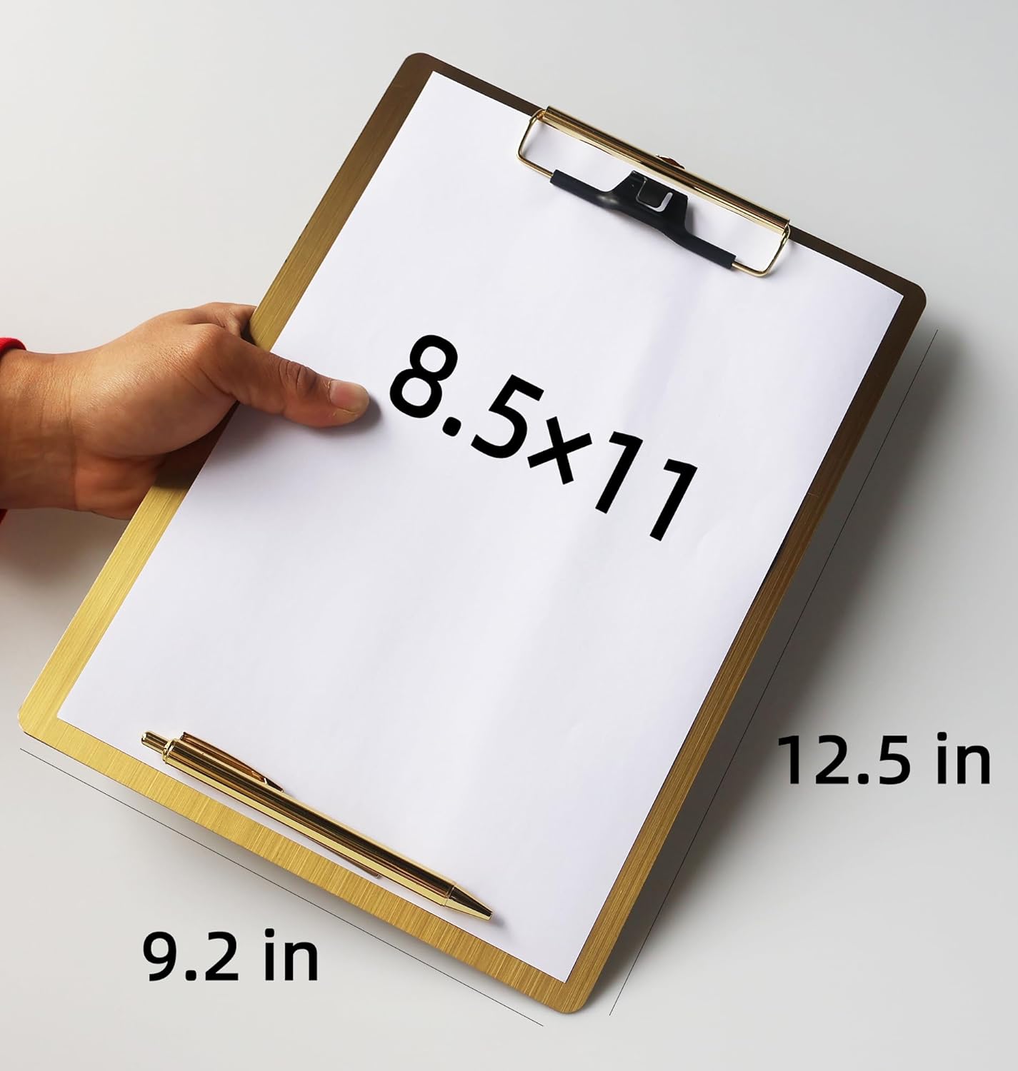 Stainless Steel Magnetic Clipboard with Pen - Multiple Sizes, Magnetic Design, Essential for Office and Home (Gold 9.2 x 12.5 Inches)