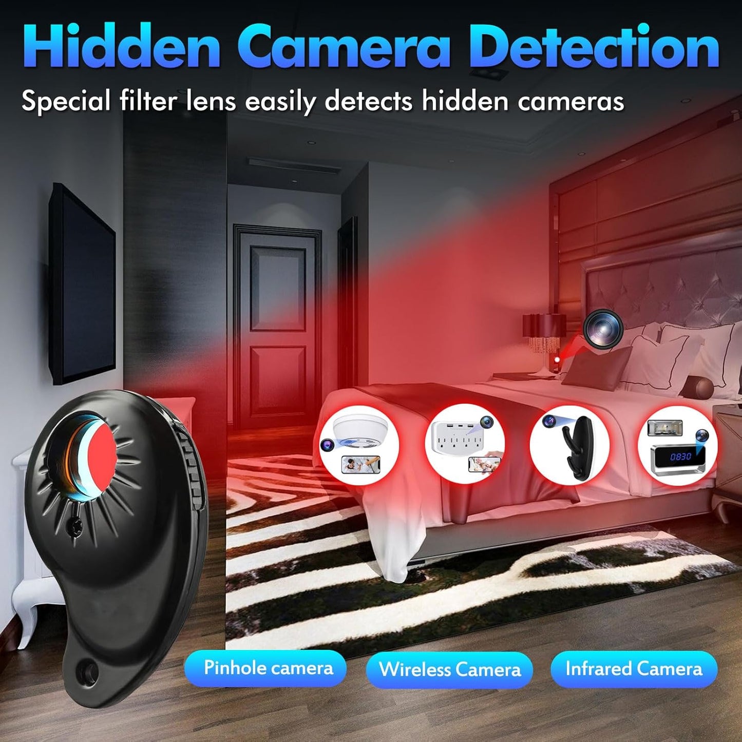 JMDHKK M8000 Hidden Camera Detector, Bug Detector,Camera Finder, Signal Detector for Hotels, Travels, Vehicles, Offices, Public Fitting Rooms (Gray)