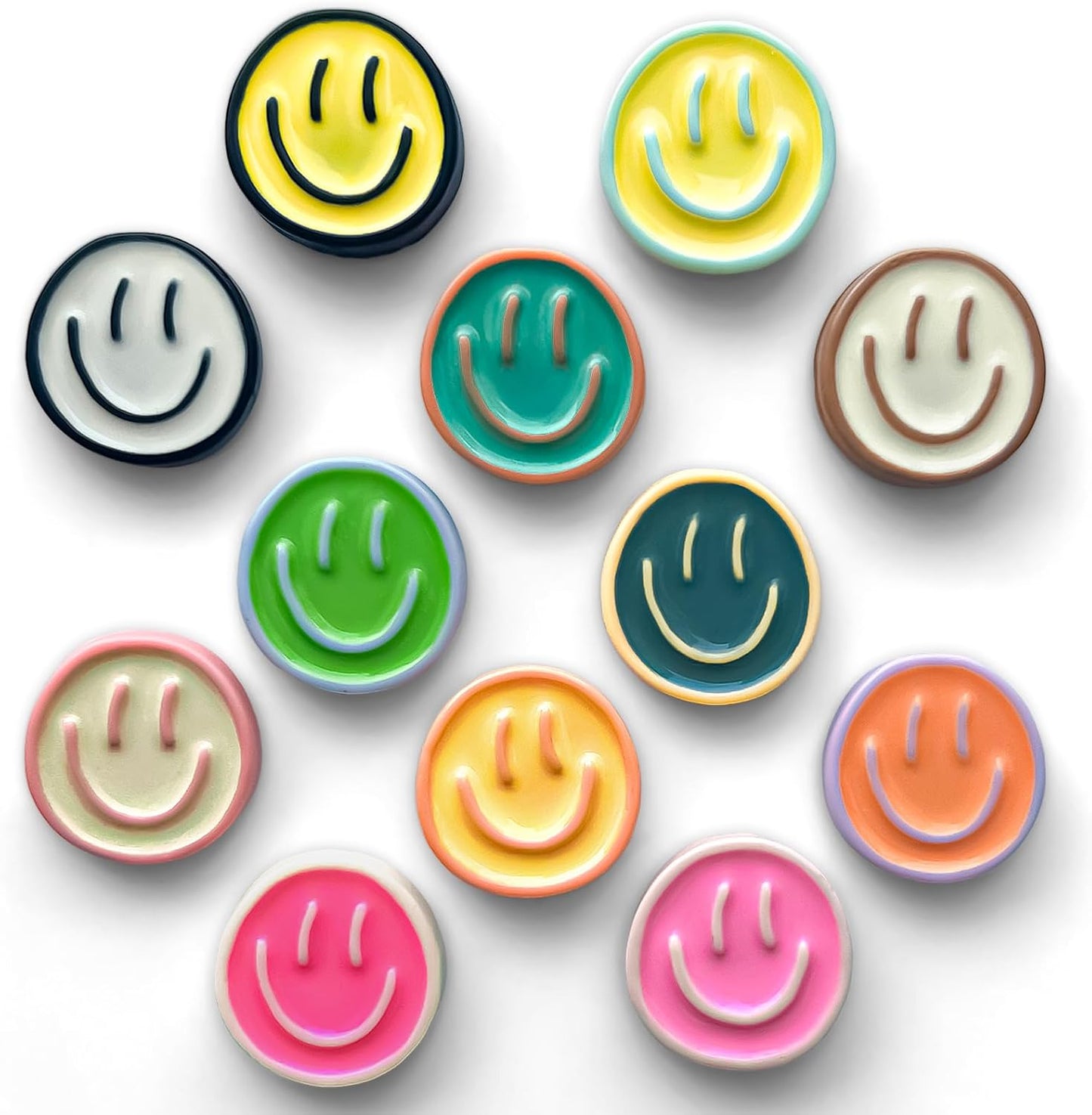 Qualsen 12 Pcs Cute Fridge Magnets, Fun Colorful Decorative Smiley Face Magnet for Lockers, Whiteboard, Offices, Schools and Homes, Locker Magnets for Girls