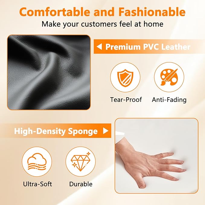 CLATINA Waiting Room Guest Chair with Bonded Leather Padded Arm Rest for Office Reception and Conference Desk Black 4 Pack