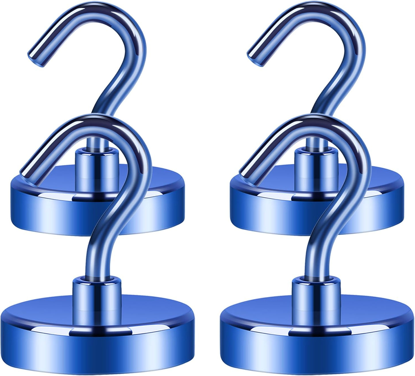 Neosmuk Magnetic Hooks Heavy Duty,Strong Magnet with Hook for Fridge, Super Neodymium Extra Strength Industrial Hooks for Hanging, Magnetic Hanger for Toolbox, Cruise, Grill(Navyblue,4 Pack)