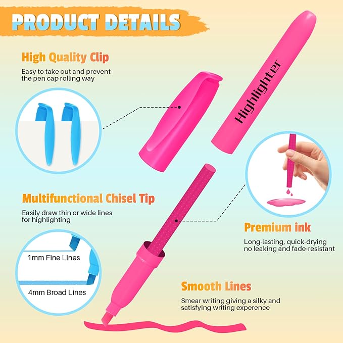 Aigybobo 120 Pack Highlighters in 6 Assorted Colors, Chisel Tip Dry-Quickly Highlighters Bulk, No Bleed Highlighter Markers for Kids Adults, Classroom Teachers Must Haves, School Office Supplies