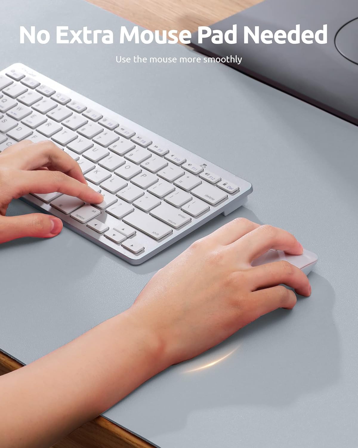 YSAGi Leather Desk Protector, Office Mat, Large Mouse Mat, Non-Slip PU Leather Blotter, Laptop Desk Mat, Waterproof Writing Pad for Office and Home (Light Grey, 35.4" x 17")