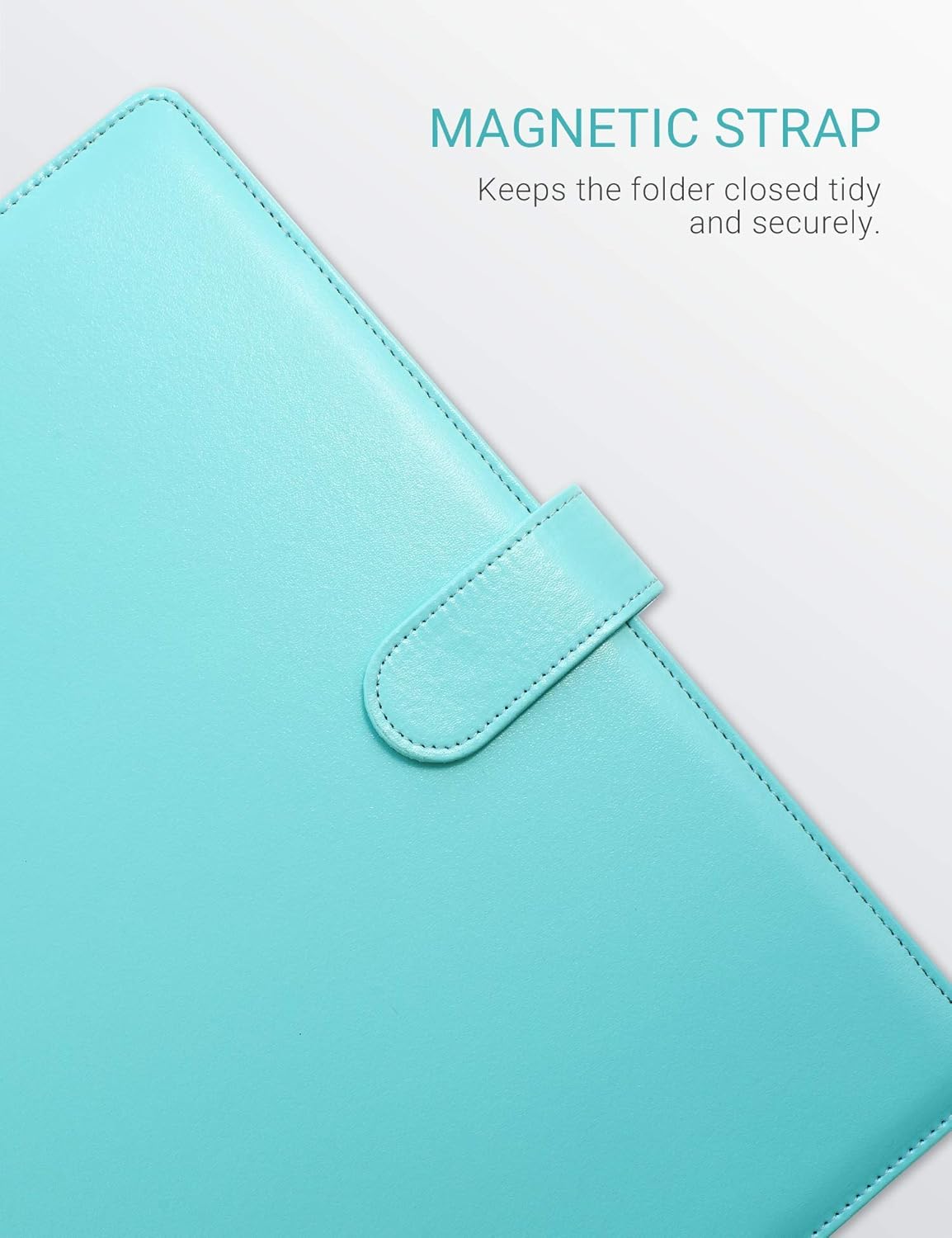 Clipboard Folder Padfolio, Writing Portfolio Faux Leather Clipboards with Cover for Legal Pad Holder Letter Size A4 8.5 x 11 for Business Conference Notepad Clip Boards (Pale Turquoise)