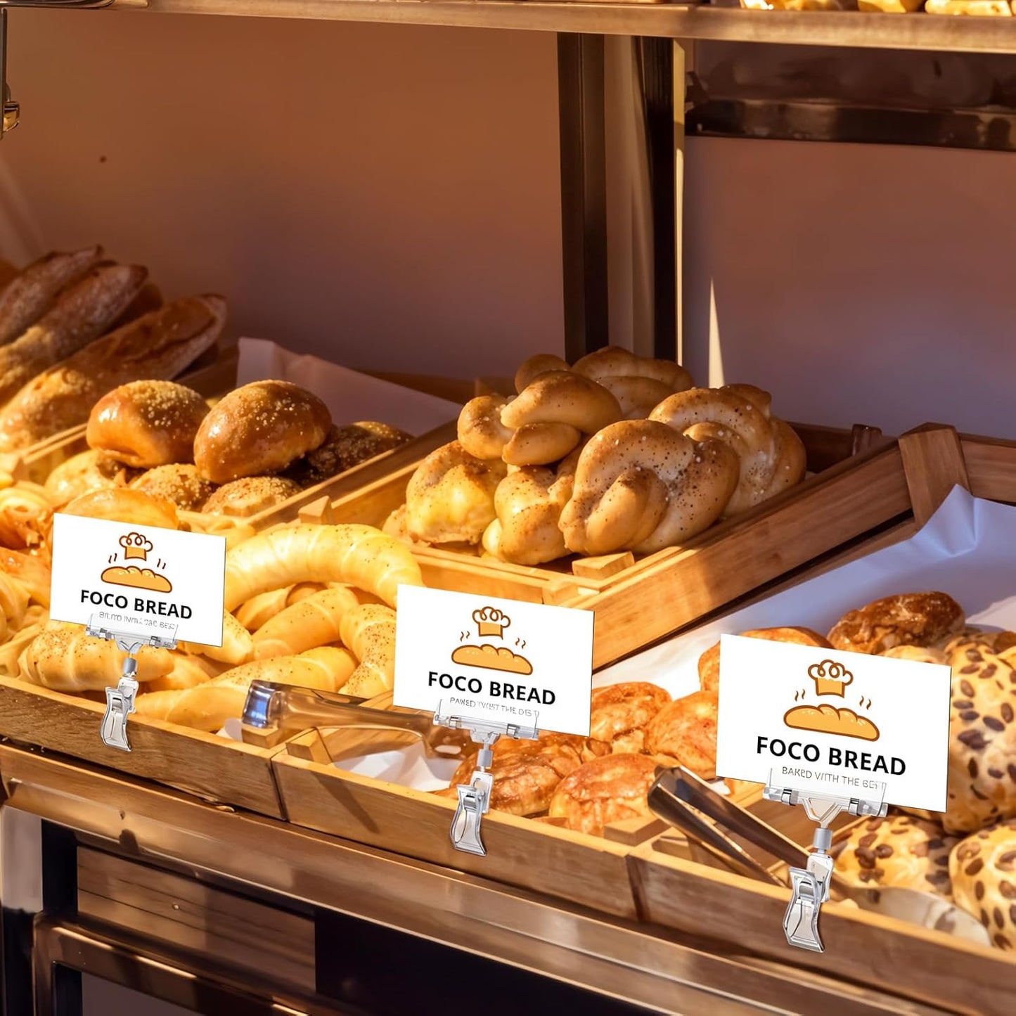 MAQUITA 50 Pcs Plastic Sign Holder Clips Swivel Price Signs Rotatable Rack Shelf Price Clips for Merchandise Double Display for Retail Cards