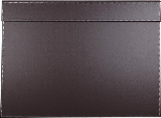 KINGFOM Ultra-Smooth PU Leather Desk Pad & Mat Office Desk Drawing & Writing Board A3/ A4 File Paper Clip Table Protector Mat on Top Large 24''x18'' (Brown)