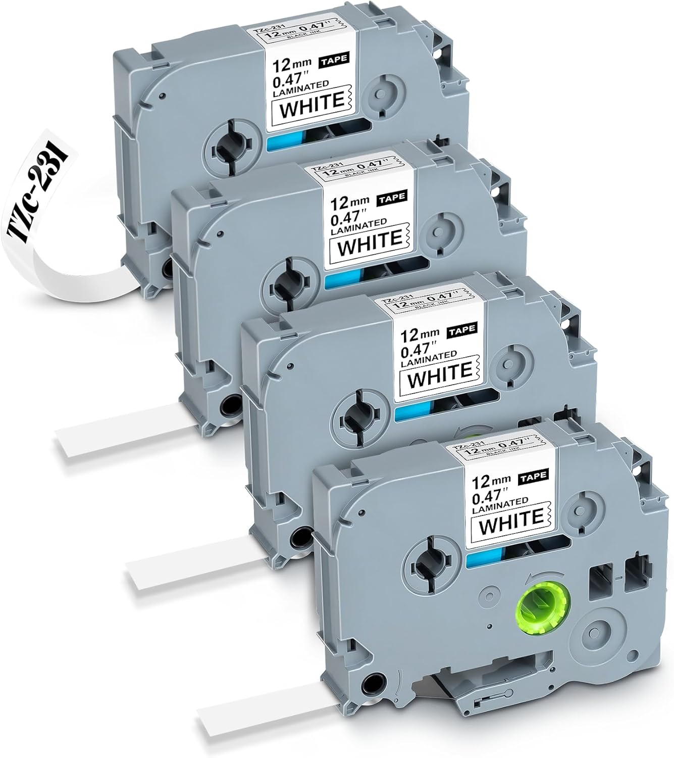 Label Maker Tape 12mm 0.47 White Replacement Brother Label Maker Tape, P-Touch Label Tape, Compatible with Brother PT-D210 H110 D220 D410 D600, 4-Pack