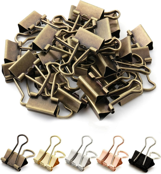 Mr. Pen - 50Pack Mini Bronze Binder Clips 0.75 in, Paper/Binder/Small Office Clips