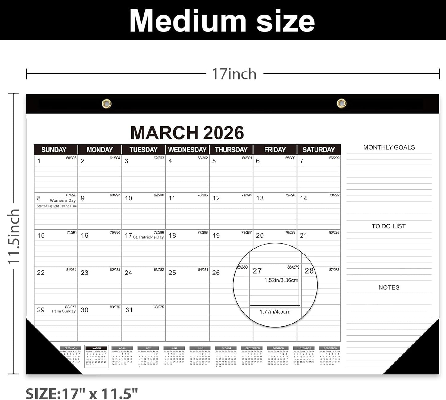 GuassLee Desk Calendar 2025, 5 Packs, 19 Months Calendar 17" × 11.5" Desk Calendar from June. 2025 to December. 2026 with Julian Date, To-do List, Notes, Monthly Goals, for Home School Office