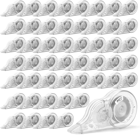 50 Pcs Correction Tape, 39.4 Ft White Wrong Out Tear-Resistant Bulk, Instant Corrections Easy To Use Applicator for School, Office, Note Taking, Journal (Tape Width 0.2 in, Clear)