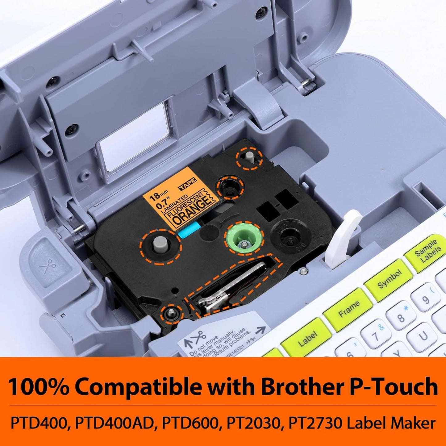 18mm Orange Label Tape Replacement for Brother TZe-B41 TZeB41 3/4" (0.7") Black on Fluorescent Orange TZe Tape Compatible with Brother P Touch Orange Tape for PTD400 PTD410 PTD600 PT2730, 3-Pack