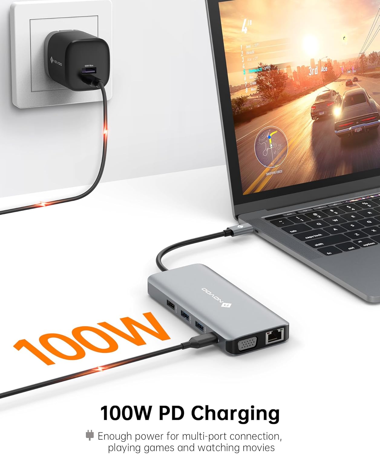 USB C Docking Station Dual HDMI Adapter, 11 in 1 Multi Display Docking Station Dual Monitor with 2 HDMI, VGA, 100W PD, 4 USB, USB C Hub Multiport Dongle Compatible with MacBook/Dell/HP/Lenovo Laptops