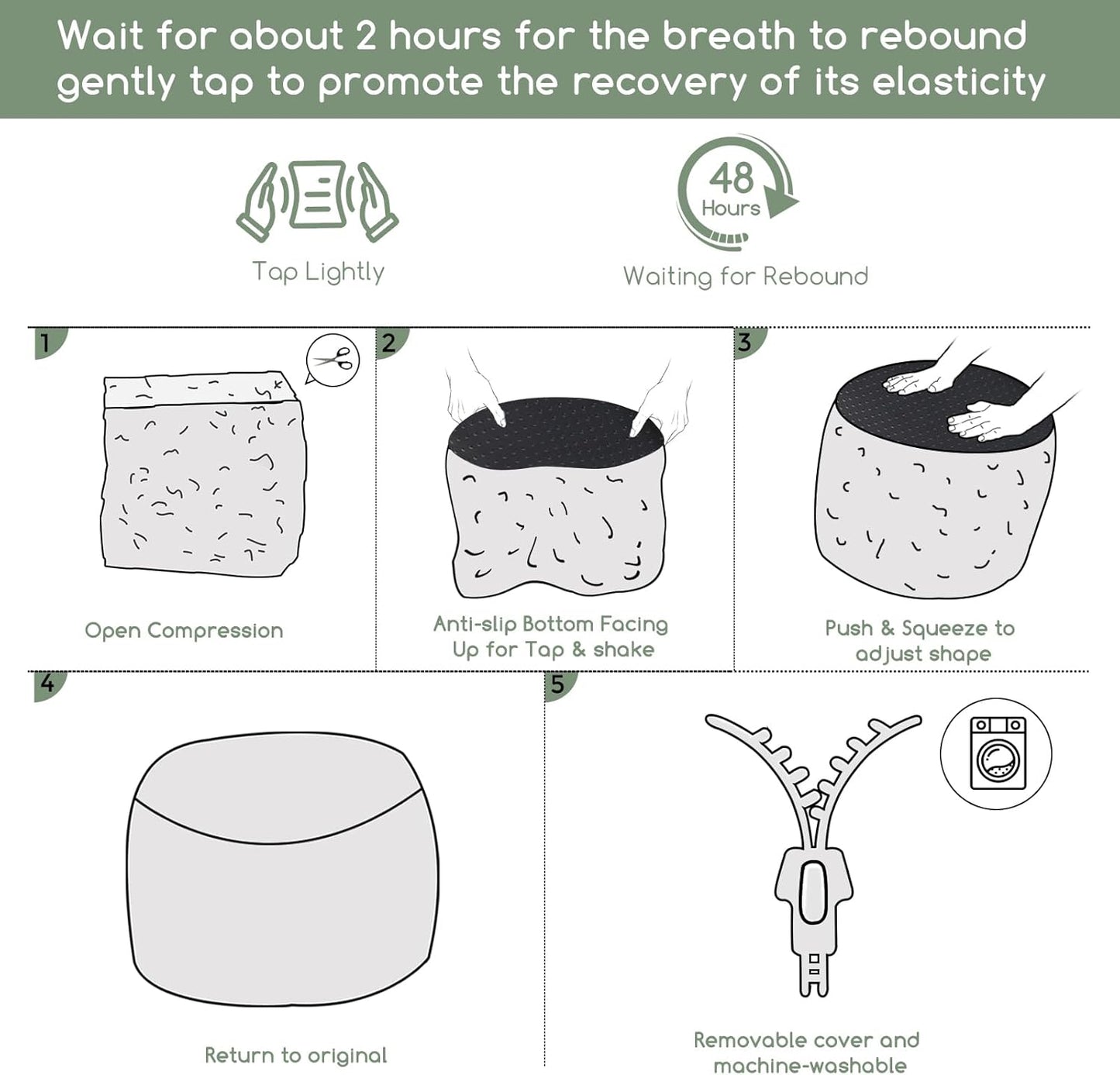 HIGOGOGO Round Stuffed Pouf Ottoman, Long Faux Fur Poufs with Foam Chunk Filling, Fluffy and Furry Pouf Foot Stool Storage Ottoman, 26 X 18 Floor Poufs Foot Rest for Living Room, Blue