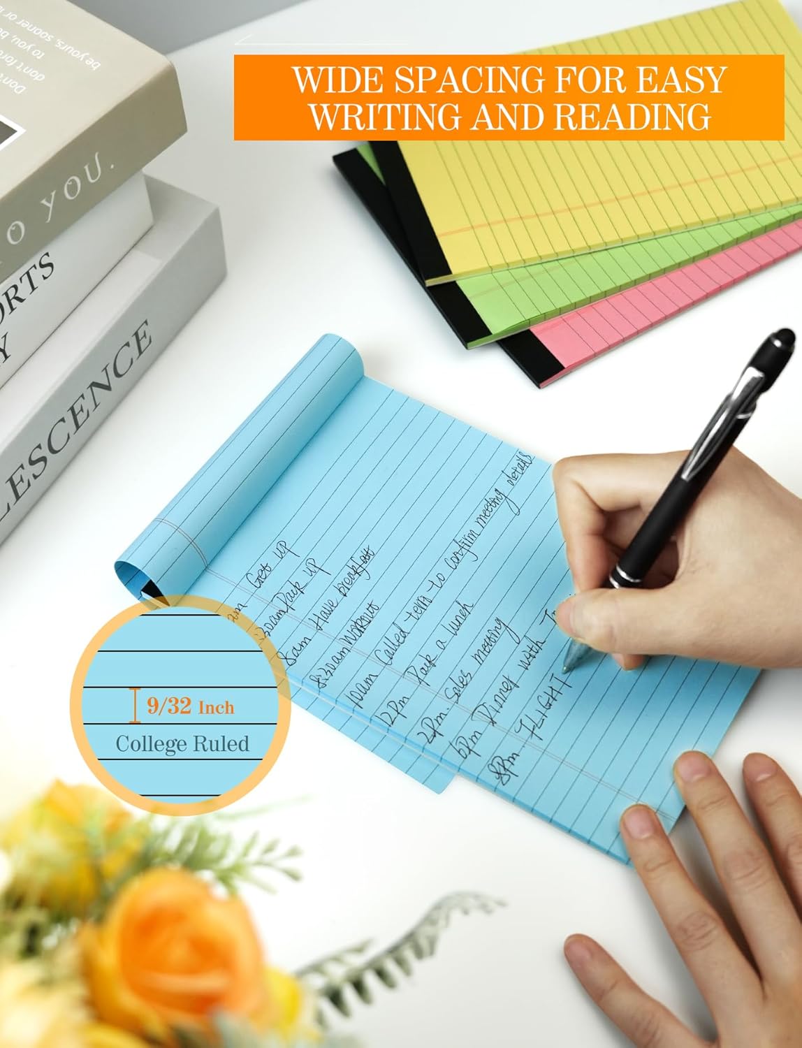 Small Legal Pads 5x8 Colored Note Pads, 6 Pack Small Notepads for Work, Pink Notepad 5x8, Colored Legal Pads 5 x 8 for Home Office Supplies, Lined Notebook Paper 5 x 8 Notes, 30 Sheets/Pad