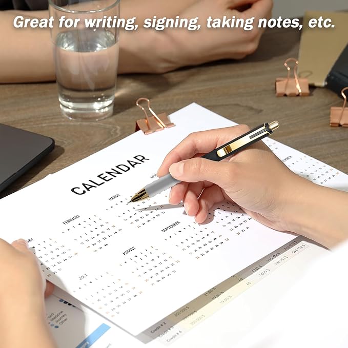 MiSiBao Black Ballpoint Pens 1.0mm Pens Retractable Ball Point Pens Smooth Writing (Metal pen clip, 12-pack)