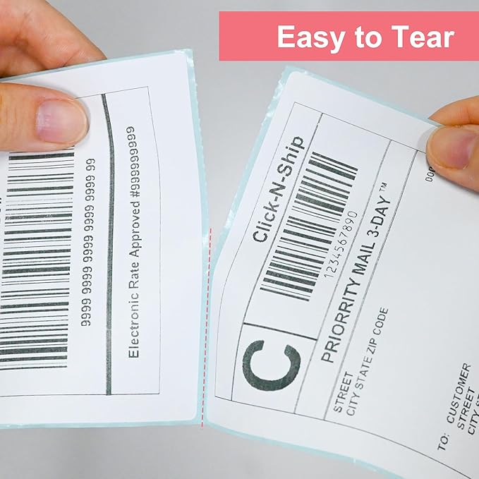 L LIKED 4"x 6" Direct Thermal Labels White Perforated Shipping Labels, 250 per Roll, 20 Rolls - Commercial Grade