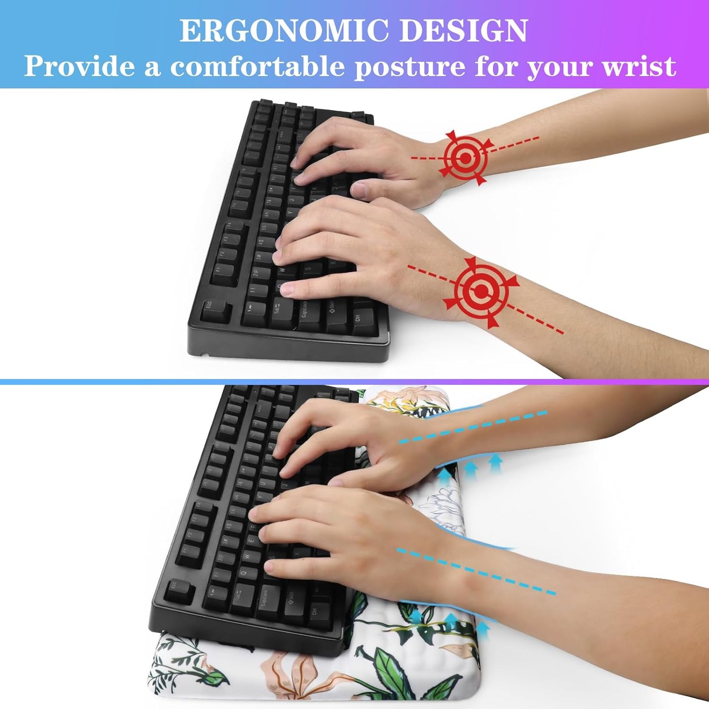Computer Keyboard Stand with Wrist Rest, Ergonomic Tilted Keyboard Holder - Keyboard Riser with Wrist Pad - Keyboard Tray Support for Office Home - Wild Grass