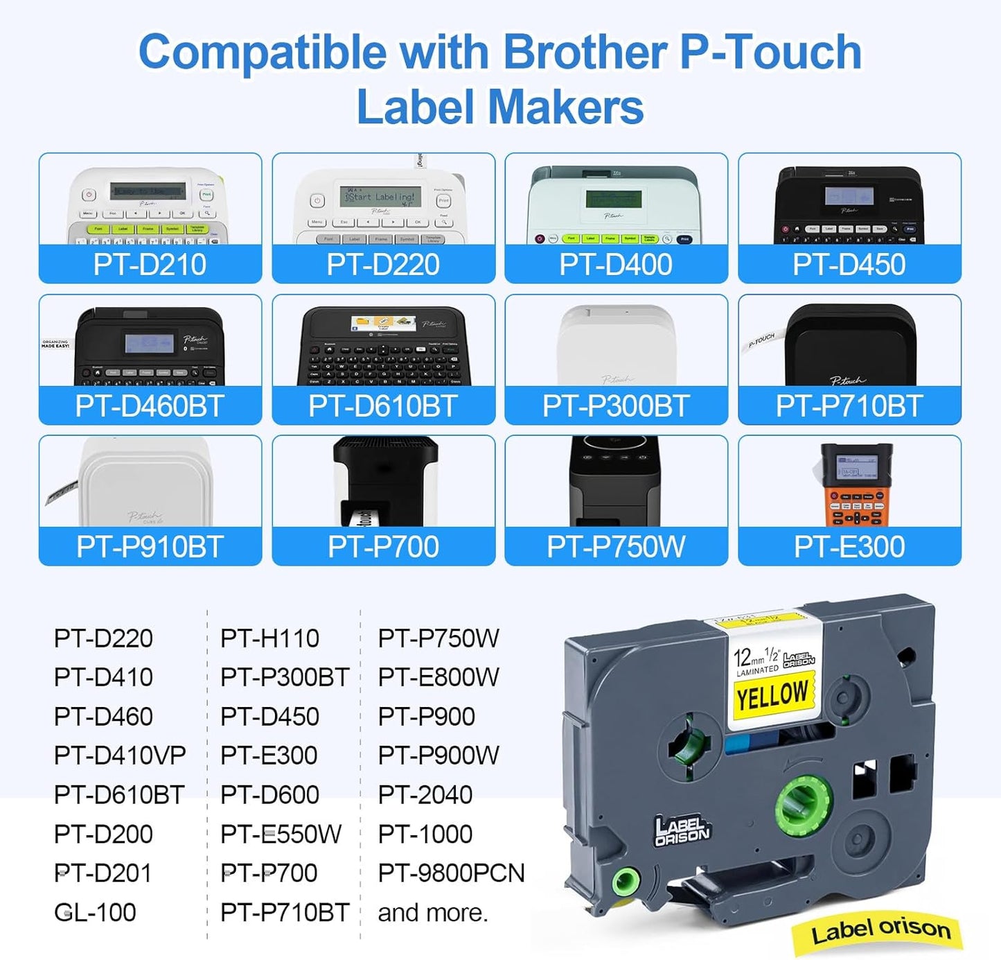 Label Orison 3PK TZe-631 Label Tapes Compatible with Brother P-Touch Laminated TZ631 TZo631 use for PT-H110 PT-D210 PT-D400 PT-D600 Black on Yellow 0.47 Inch x 26.2 ft (12mm x 8m)