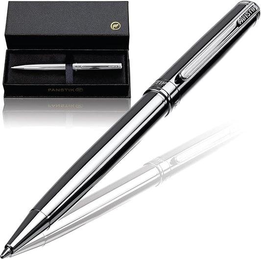 Silver Luxury ballpoint Pen (Made In USA) fancy gift set for women, Real 24K Gold Plating, Professional executive pen gift set for men (Lux BallPoint Silver)