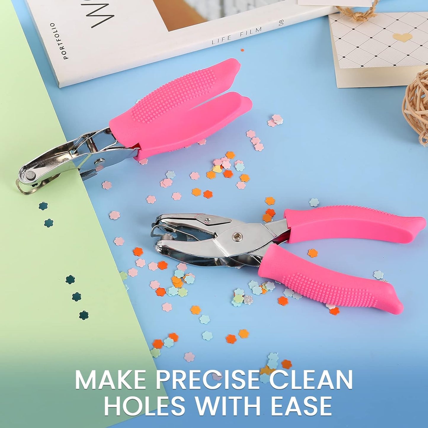 MyArTool Flower Hole Punch, 1/4 Inch Handheld Flower Paper Punch with Soft Grip, Flower Shape Hole Puncher for Paper Crafts, Cardstock, Gift Wrapping, Greeting Cards and Scrapbooks