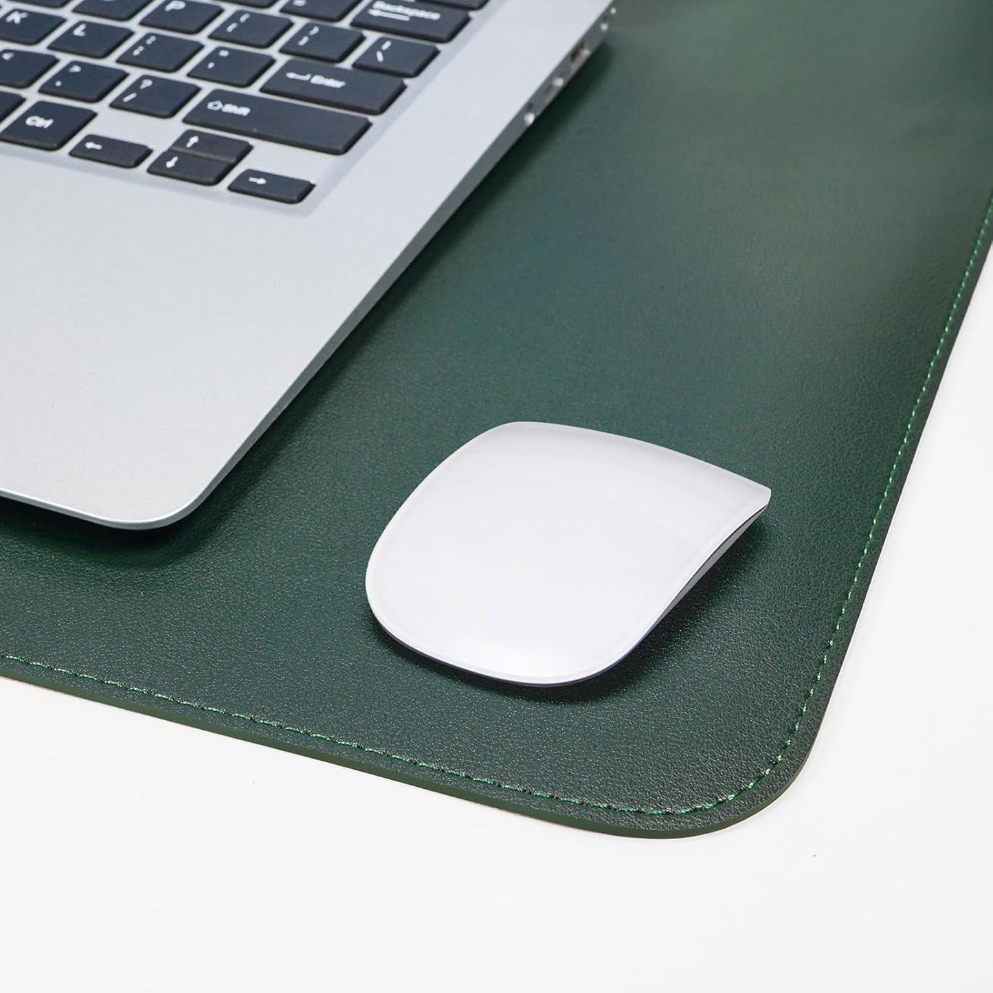 Leather Desk pad Protector, Large Desk mat with Natural Cork & PU Leather,Mouse pad,Non-Slip Office Desk Mat,Waterproof Desk Writing Pad for Office and Home (35in*17in, Dark Green)