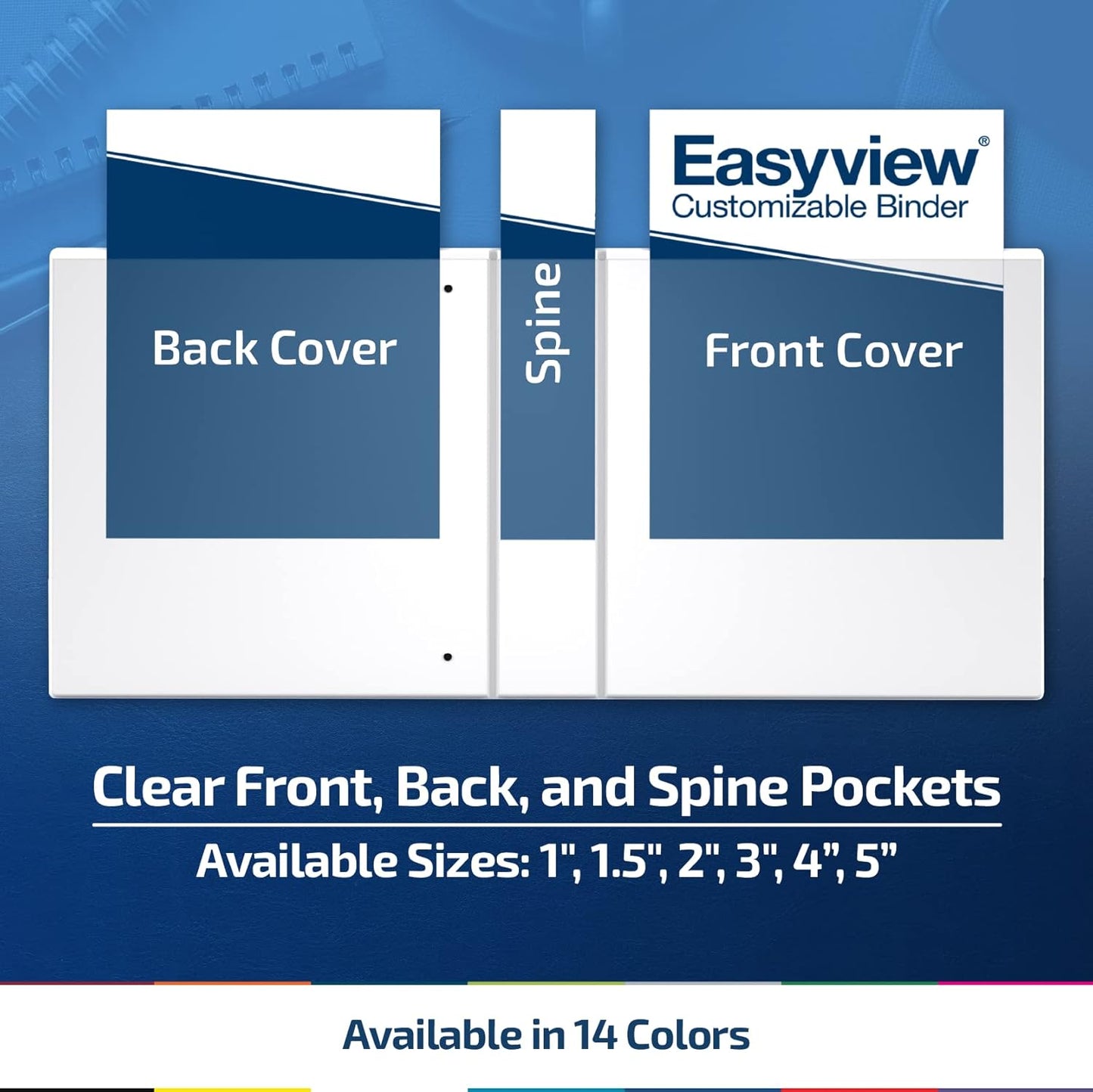 Easyview Premium 3-Ring Binders with Clear-View Covers and Round Rings, Binders for School or Office, 3 Inch, Pack of 6, Royal Blue