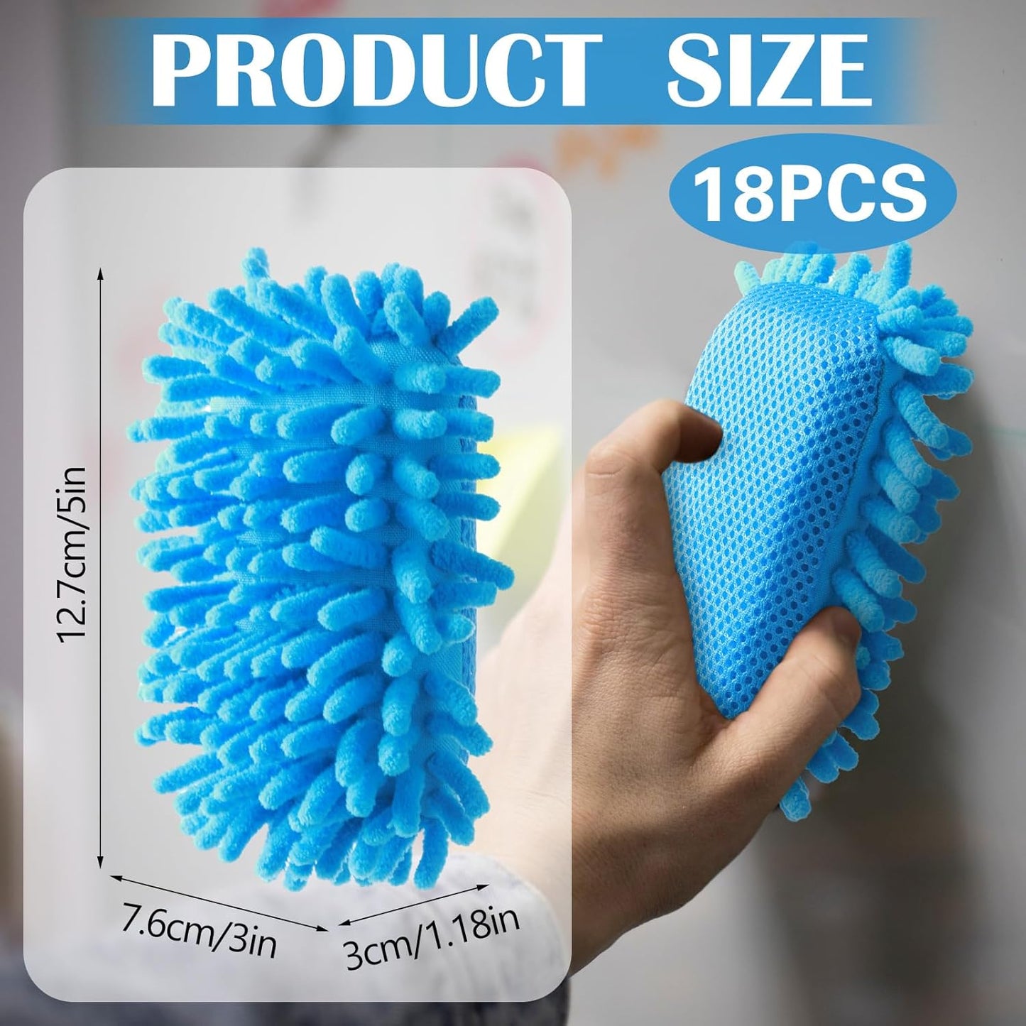 Sherr 18 Pcs Microfiber Shag Magnetic Dry Erase Erasers Washable School Whiteboard Eraser Bulk Colorful White Board Eraser for Chalk Markers Home Classroom Office (Blue)