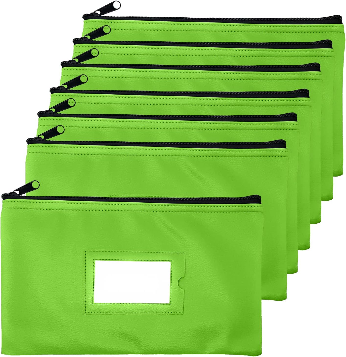 Money Bank Deposit Bag with Zipper | 11x6 inch | Light Green | Durable Leatherette Money Cash Coin Check Wallet Pouch for Men & Women with Framed ID Window and Blank Card | by GIDABRAND (7)