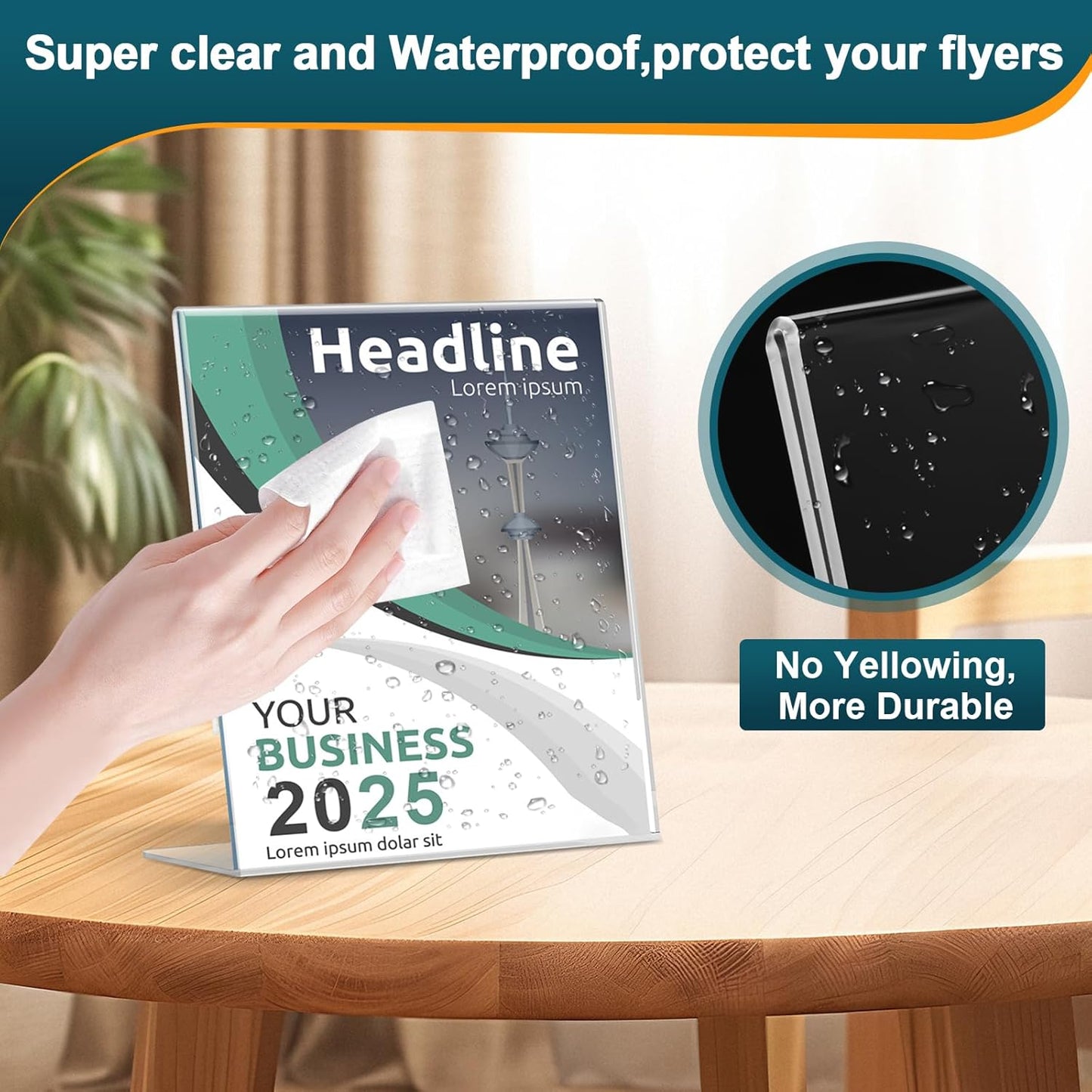 Acrylic Sign Holder 5x7 Inches, 16 Pack Clear Plastic Table Paper Display Stand, L-Shape Vertical Menu Holder Stand, Clear Picture Photo Flyer Display Stand for Restaurants, Store Show, Office Desktop