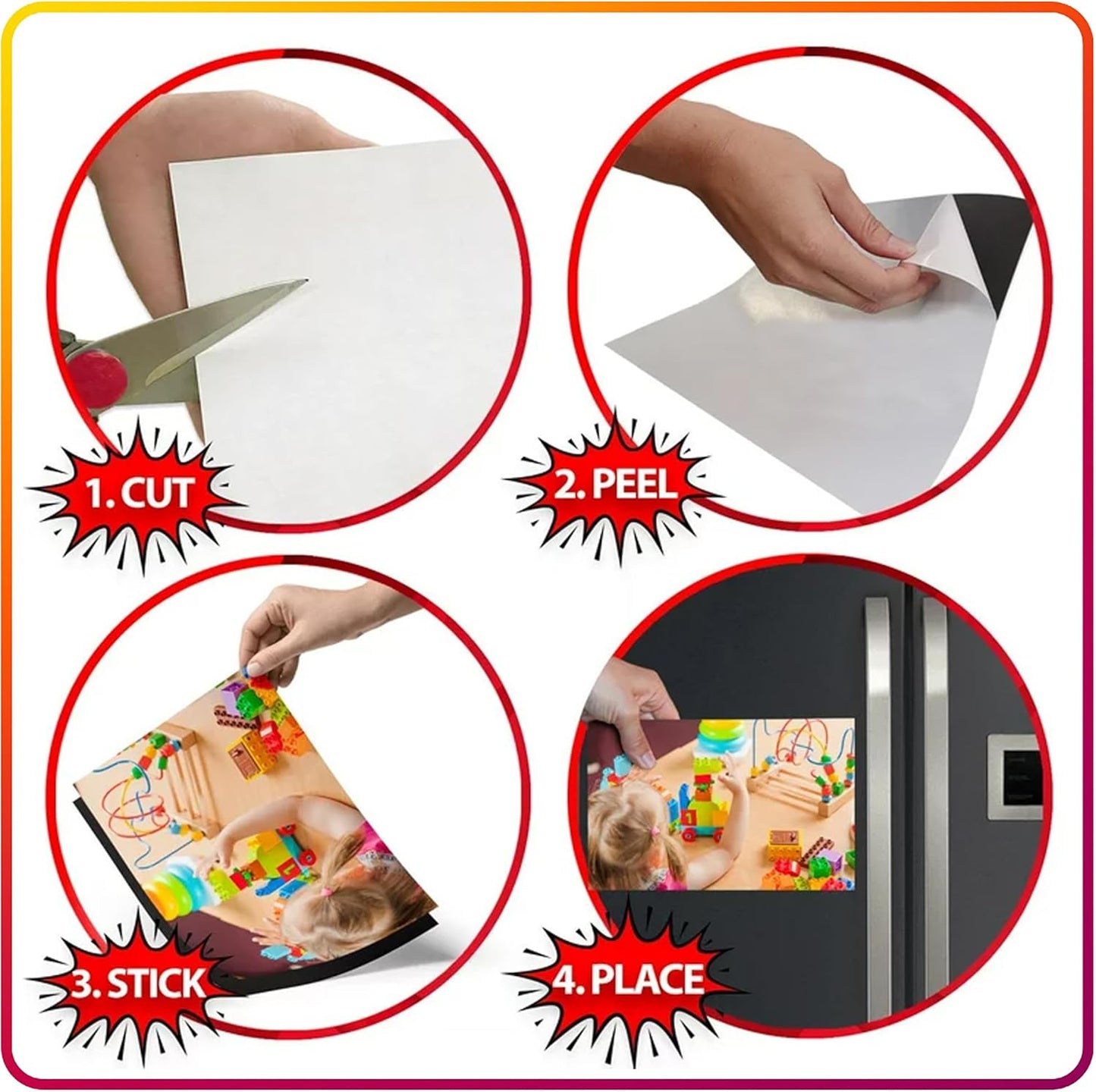 Magnetic Sheets with Adhesive Backing for Crafts, DIY 10 Pack. Strong Craft Magnets 5" x 7" to Make Flexible Magnet Self Sticky Tapes, Strips, Squares, Sheet for School Classroom Board, Fridge, Photos