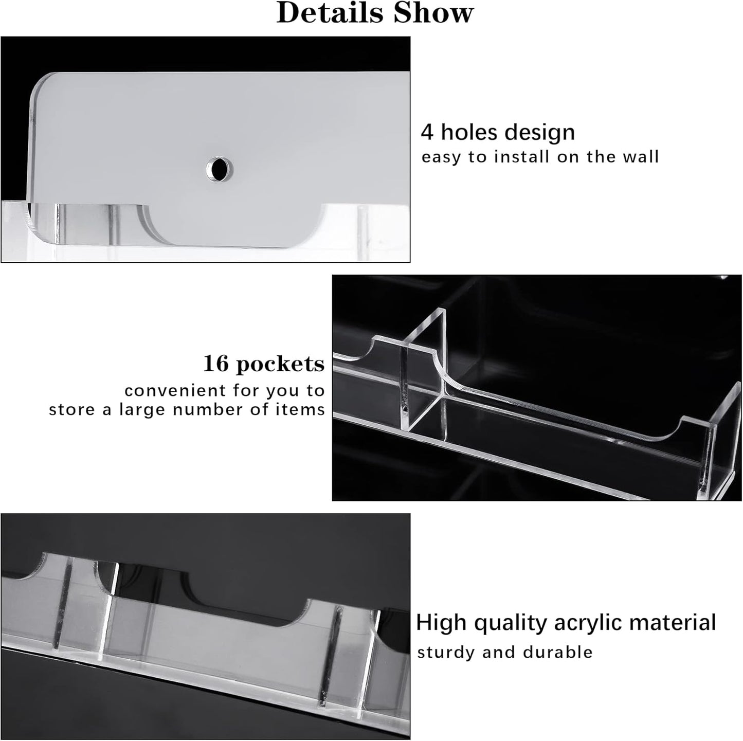 TURSTIN Business Card Holder Wall Mount Clear Sticker Display Marketing Holder Acrylic Business Card Stand Multi Pocket Rack Organizer Space Saver for Home Office (16 Pockets)