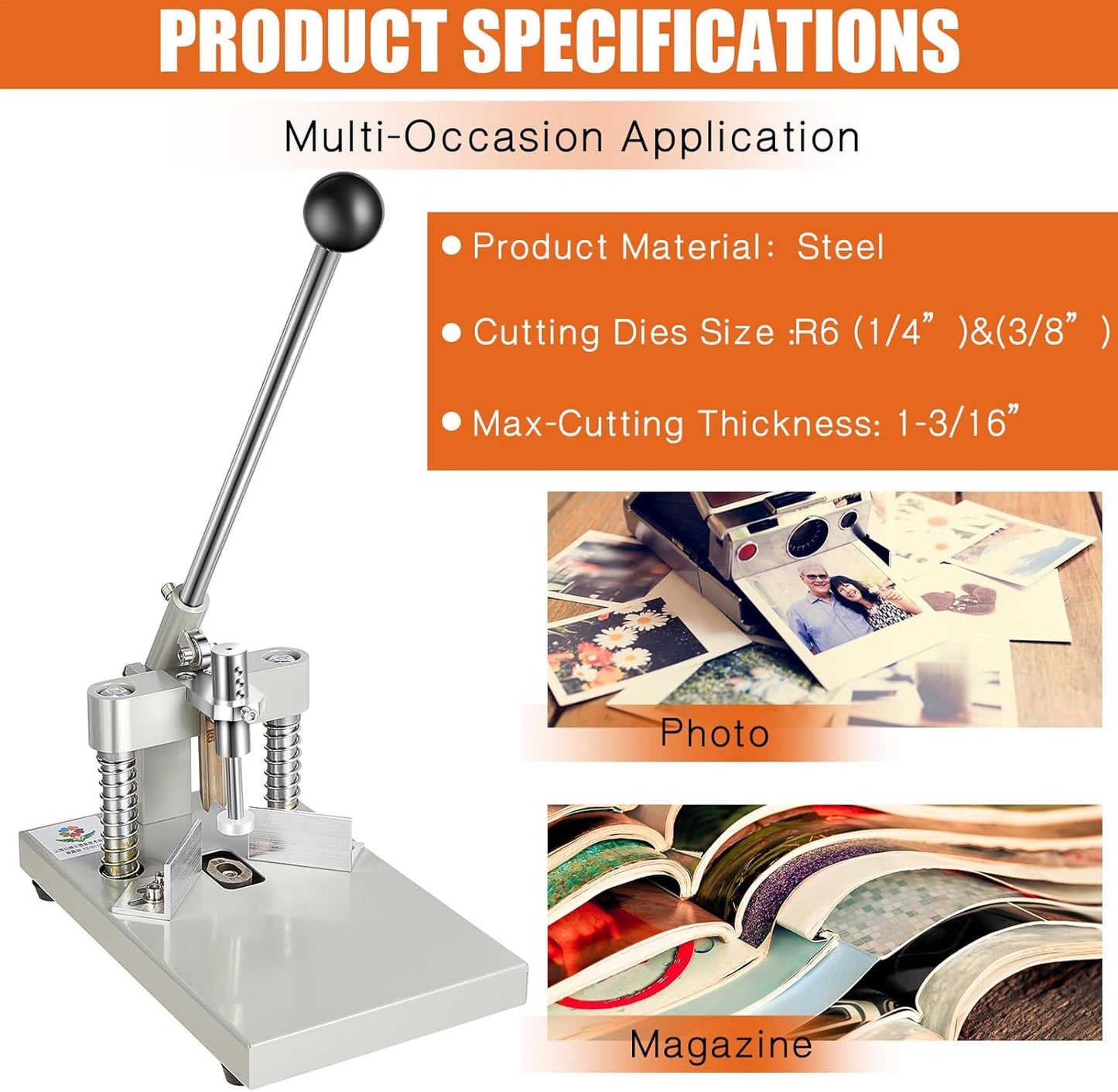 WILLBOND Corner Rounder Cutter Machine Heavy Duty Paper Punch Cutter with R6mm R10mm Interchangeable Dies Metal Corner Rounder Punch for Office, Business, Heavy Cardstock, Plastic, Aluminum Sheet