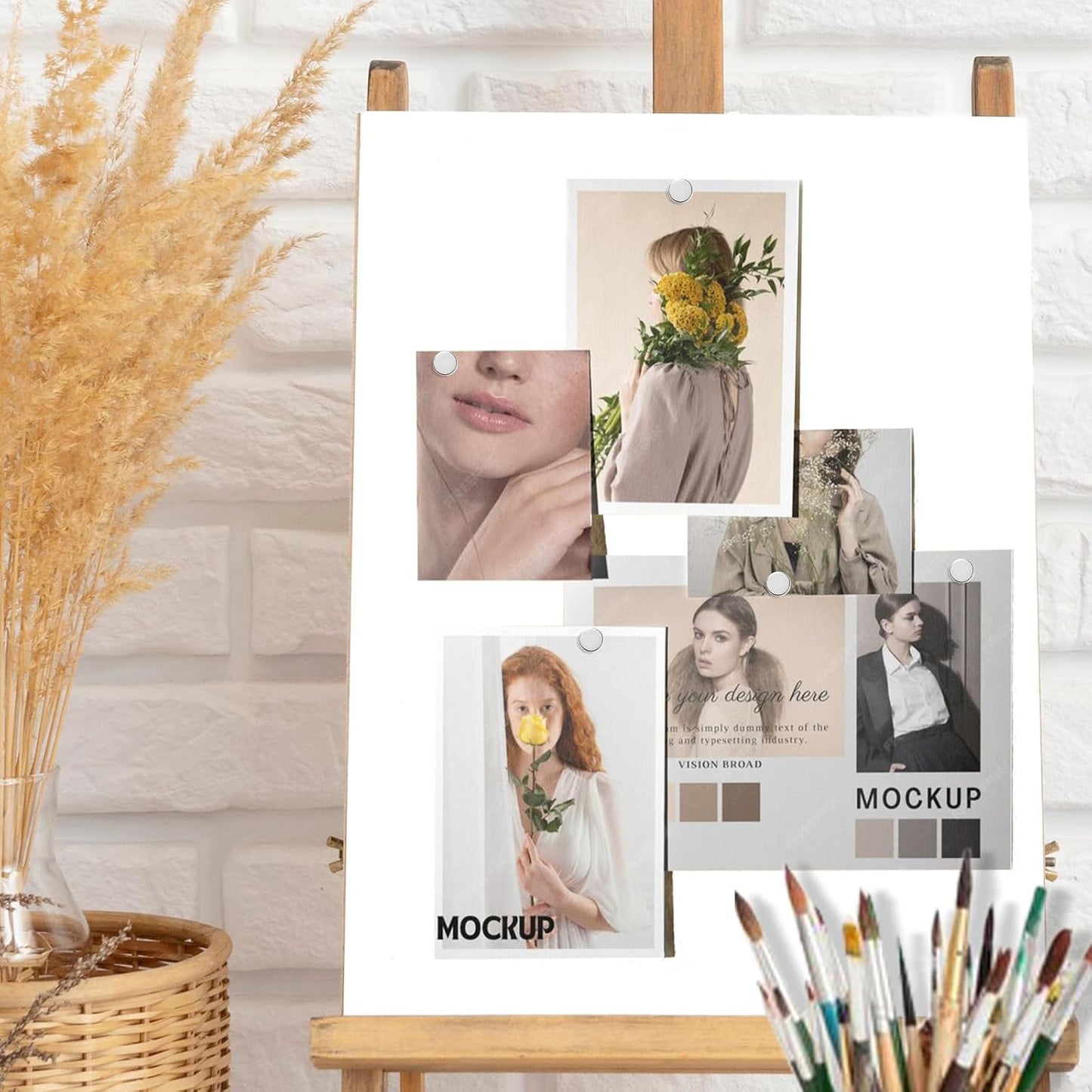 60 Pack Magnetic Push Pins, Silver Magnet Thumb Tacks, Metal Magnet Tacks, Magnetic Clips, Push Pins for Cork Board, Bulletin Board, Photo Wall, Wall