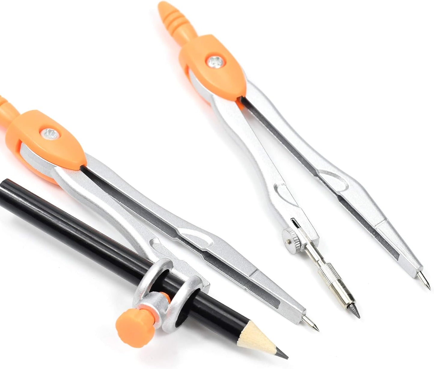 Math Geometry Kit Sets 10 Piece Student Supplies with Shatterproof Storage Box,Includes Rulers,Protractor,Compass,Eraser,Pencil Sharpener,Lead Refills,Pencil,for Drafting and Drawings（Orange）