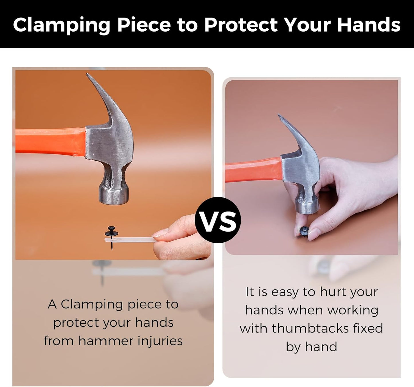 50 PCS Push Pins Picture Hangers Wall Hooks, Double Headed Thumb Tacks Without Nails, Renter Friendly Decor Thumbtacks for Tapestry Frame Art Photos (Black)