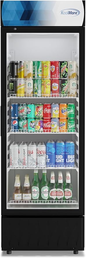 KoolMore DGDR-1D-12C 24 in. 12 Commercial One Glass Door Beverage Display Merchandiser Refrigerator Cooler, ETL Listed in Black, 12.1 cu. ft