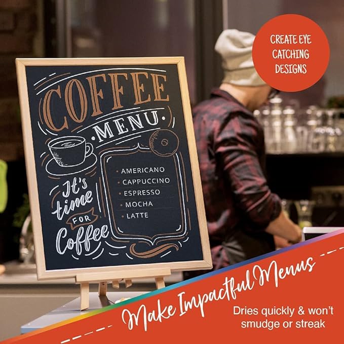 Crafts 4 All Liquid Chalk Markers For Blackboard Signs, Bistro Menu, Car Window Glass - Dry Erase, Washable - 13 Colored Chalk Pens w/Reversible Tips & Tweezers - Bonus White Chalkboard Marker!