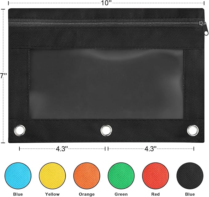 Shemira Pencil Pouch for 3 Ring Binder, 36 Pack Black Pencil Pouches Bulk, Pencil Pouch with Smooth Zipper, Zipper Pencil Pouches, 3 Ring Binder Pencil Pouchs, Clear Window Pencil Case Pouch