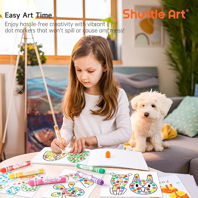 Shuttle Art Washable Dot Markers 26 Colors with Free Activity Book, Fun Art Supplies for Kids Toddlers and Preschoolers, Non Toxic Water-Based Paint Daubers, Dot Art Markers