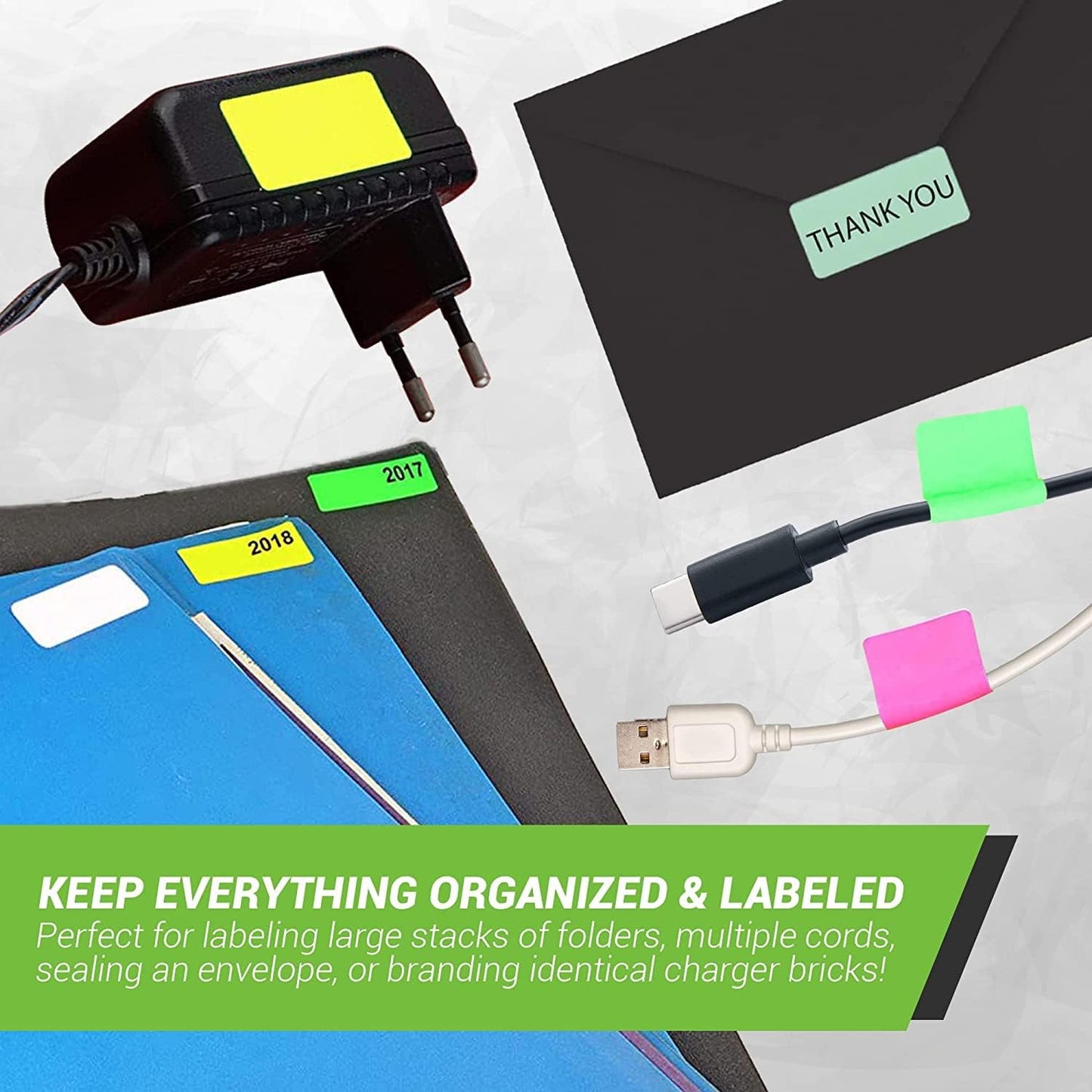 Royal Green Rectangular Color Coding Sticker Roll - Write On Labels for Folders and Organizing, 1.57" x 0.75" Stickers to Write On Name Tags for Office Supplies & Organization, 500-Pack (Neon Red)