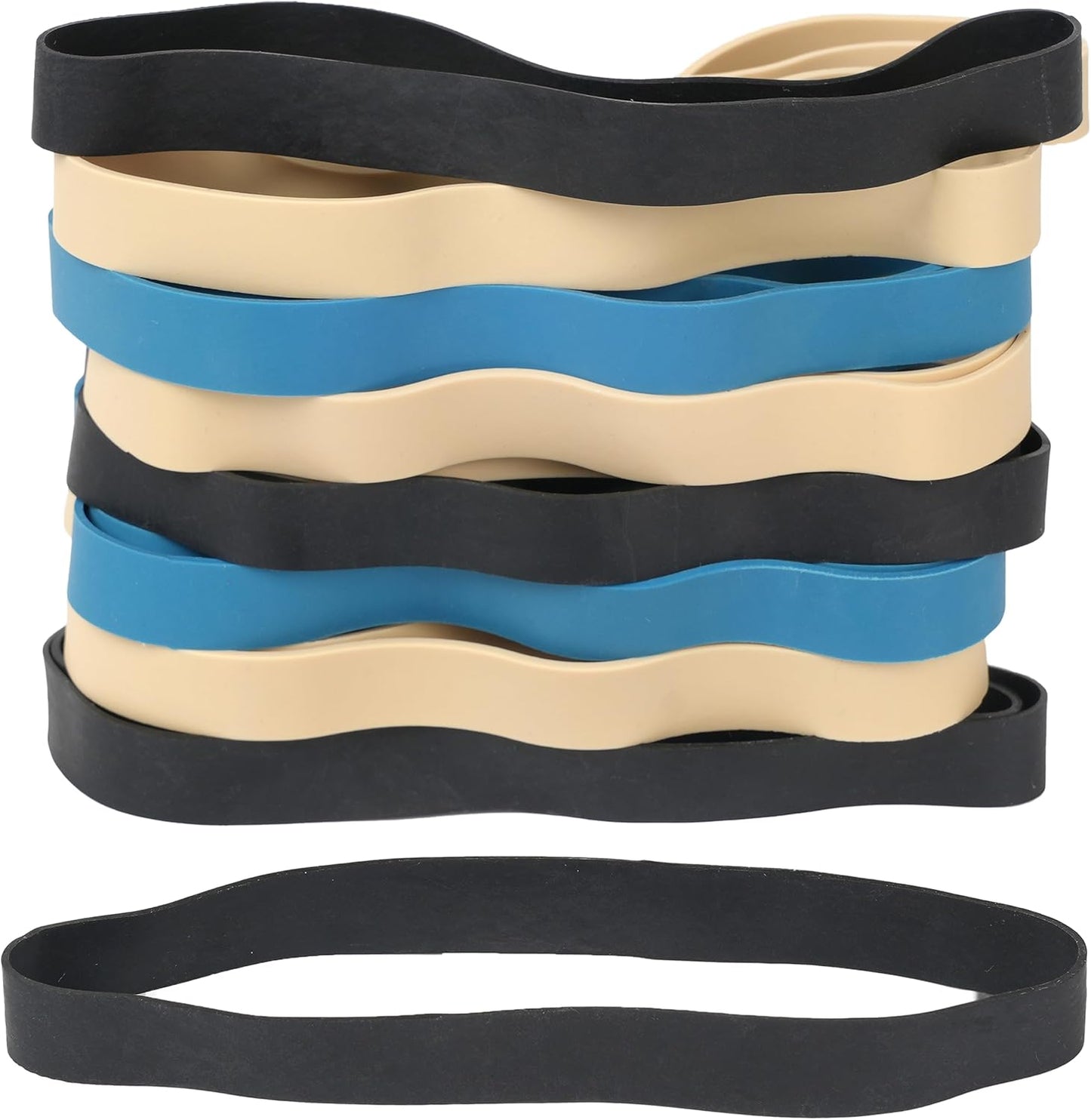 Rubber Bands Size#107 Heavy Duty Big Wide rubber band 30PCS Elastic Bands for Office Supply Trash Can File Folders Litter Box Rubber Bands (Black,blue,light brown)
