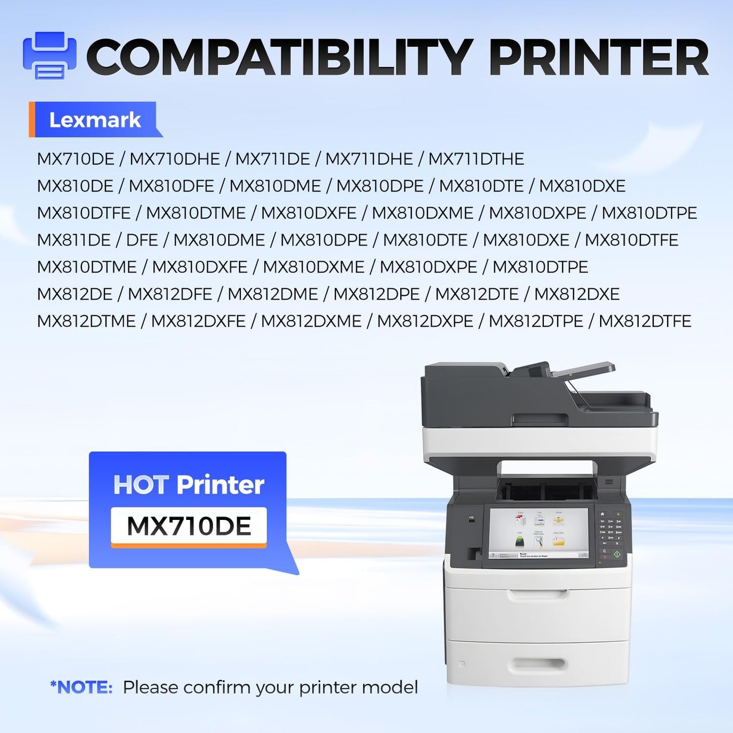 62D1H00 Toner Cartridge High Yield with Chip Compatible Replacement for Lexmark 621H 62D1H00 62D1000 Toner for MX710DE MX710DHE MX711DE MX711DHE MX711DTHE MX810DE MX810DFE MX810DPE Printers (1 Black)